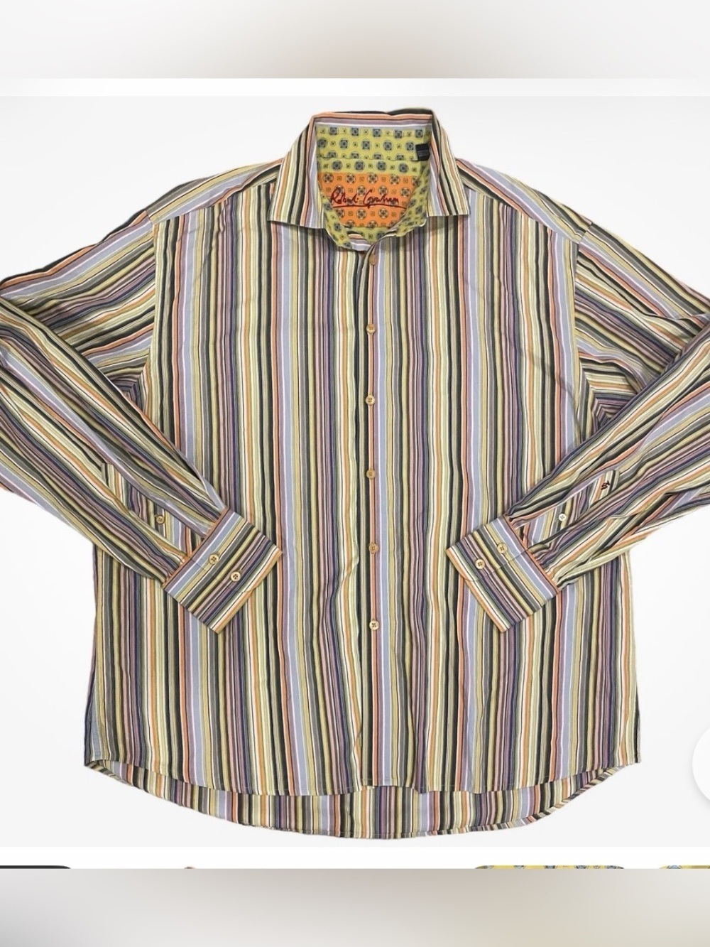 EUC Robert Graham Multicolor Vertical Stripe Button-Down Shirt